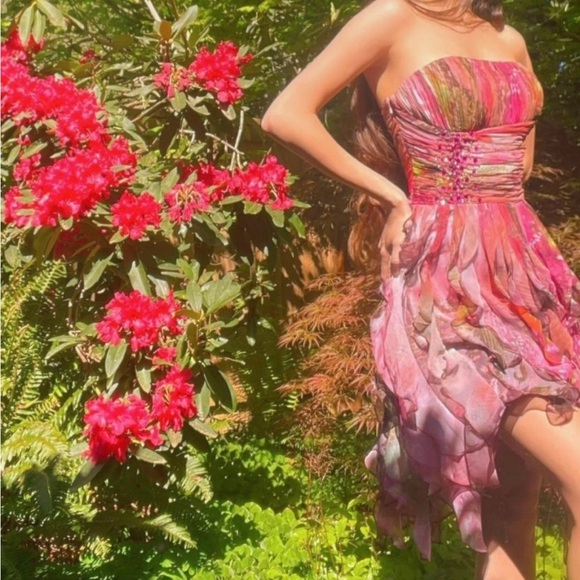 Vintage cache blue fairy abstract ruffle dress - Picture 6 of 6